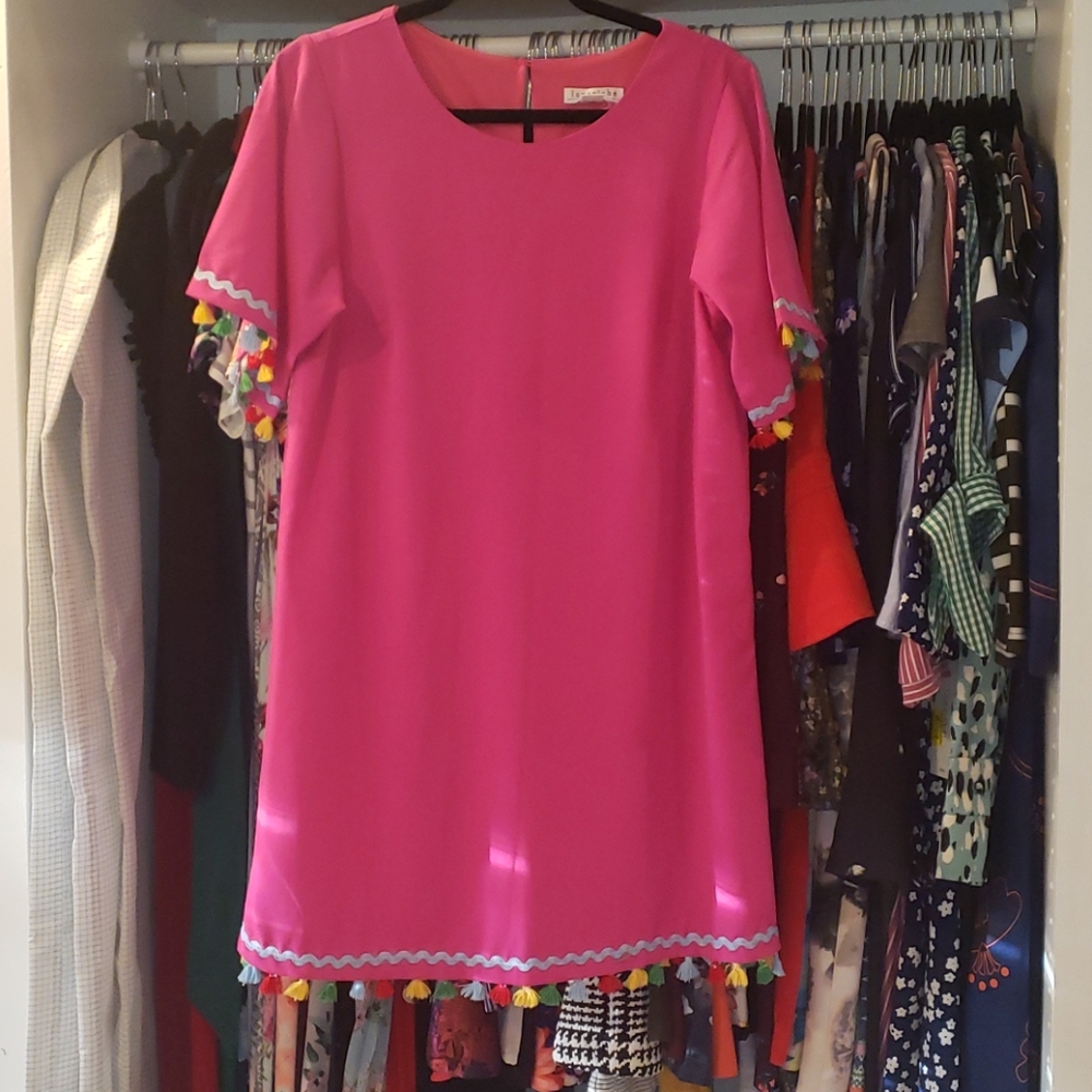 Pink tassel summer dress, size M.